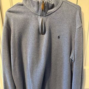 Ralph Lauren Men's Heather Blue Quarter Zip Sweater EUC